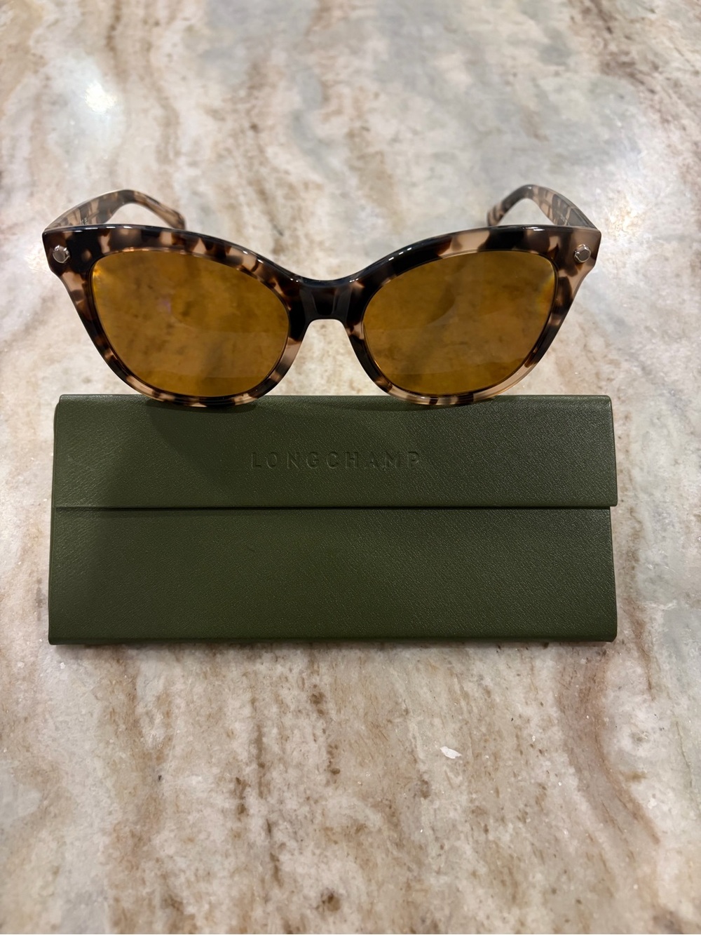 Longchamp Tortoiseshell Cat-Eye Glasses FRAME with branded case